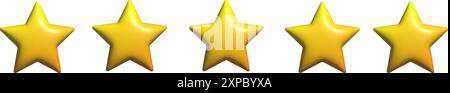 Feedback-Konzept für Kundenbewertungen. Fünf Sterne überprüfen Symbolsatz. Realistische 3D-Konstruktion. Stock Vektor