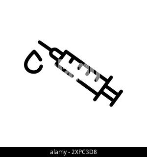 Symbol für lineare medizinische Spritze. Symbol „Line Art Injection“. Bearbeitbare Kontur Stock Vektor