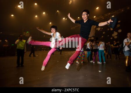 Asiatische Popfans bei Mika-Konzerten. Stockfoto