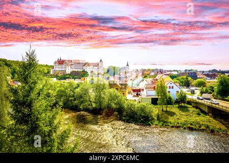 Blick über Colditz, Deutschland Stockfoto