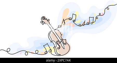 Violine mit Notenständer und Noten. Musikerziehung. Stock Vektor