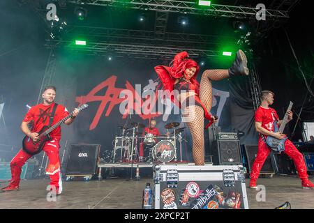 Wacken Open Air 2024 April Art April Art spielten auf dem Wacken Open Air 2024 Wacken Schleswig Holstein Deutschland 353A3086 *** Wacken Open Air 2024 April Art April Art April Art spielten auf dem Wacken Open Air 2024 Wacken Schleswig Holstein Deutschland 353A3086 Stockfoto