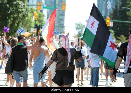 Vancouver, Bc, Kanada. August 2024. Vancouver Pride Parade 2024 am Concord Pacific Place. Die größte Pride Parade in Westkanada und eine der größten in Nordamerika mit rund 150 Einsendungen. (Kreditbild: © Mazyar Asadi/Pacific Press via ZUMA Press Wire) NUR REDAKTIONELLE VERWENDUNG! Nicht für kommerzielle ZWECKE! Stockfoto