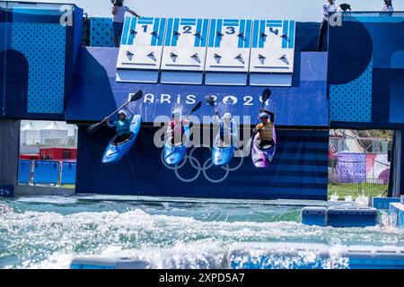 Vaires Sur Marne, Frankreich. August 2024. Startsymbol, Kanu Slalom, Viertelfinale für Frauen mit Kayak Cross während der Olympischen Spiele in Paris 2024 am 5. August 2024 im Nautikstadion Vaires-sur-Marne in Vaires-sur-Marne, Frankreich - Foto Baptiste Autissier/Panorama/DPPI Media Credit: DPPI Media/Alamy Live News Stockfoto