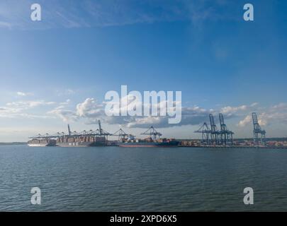 Der Hafen von Felixstowe ist der verkehrsreichste Containerterminal in Großbritannien Stockfoto