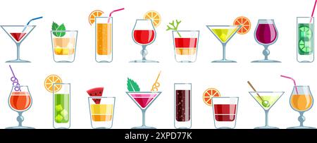 Cocktails und Getränke Emblem Set Stock Vektor