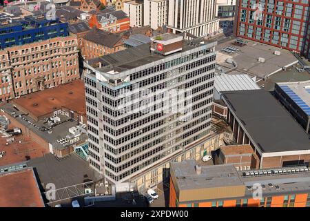 Ein Blick aus der Vogelperspektive auf das Merrion House im Stadtzentrum von Leeds, West Yorkshire, Großbritannien Stockfoto