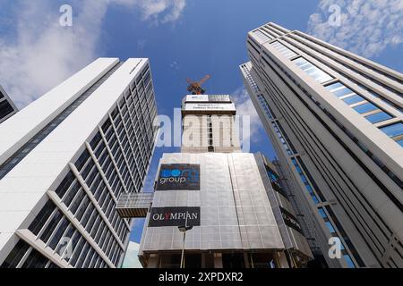 Ein Blick auf das Cirrus Point Gebäude, das derzeit im Bau im Stadtzentrum von Leeds ist und für kurze Zeit das höchste Gebäude in Yorkshire sein wird. Stockfoto