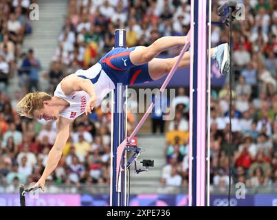 Olympische Spiele In Paris. August 2024.5. August 2024; Olympische Spiele in Paris, Stade de France, Paris, Frankreich, Tag 10; Athletics, Stabhochsprung für Herren, GUTTORMSEN Sondre von Norwegen in Aktion Credit: Action Plus Sports Images/Alamy Live News Stockfoto