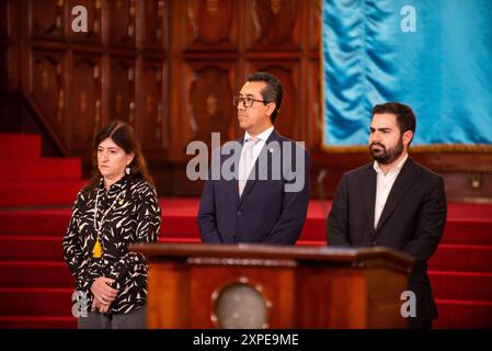 Guatemala-Stadt, Guatemala-Stadt, Guatemala. August 2024. Der Präsident Guatemalas, BERNARDO AREVALO, sprach sich zu einem Audio-Zirkulation in den sozialen Medien aus, in dem ein Gespräch mit dem ehemaligen Kommunikationsminister JAZMIN DE LA VEGA gezeigt wird, der im Mai letzten Jahres entlassen wurde, weil er sich nicht an ihr erteilte Anweisungen gehalten hatte. (Kreditbild: © Fernando Chuy/ZUMA Press Wire) NUR REDAKTIONELLE VERWENDUNG! Nicht für kommerzielle ZWECKE! Quelle: ZUMA Press, Inc./Alamy Live News Stockfoto