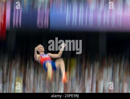 Paris, Ile de France, Frankreich. August 2024. SAM KENDRICKS (USA) aus den Vereinigten Staaten tritt bei den Olympischen Sommerspielen 2024 in Paris im Stade de France-Stadion an. (Kreditbild: © Walter Arce/ZUMA Press Wire) NUR REDAKTIONELLE VERWENDUNG! Nicht für kommerzielle ZWECKE! Stockfoto