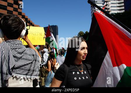 „Rally for Return: All out for Gaza“ vor dem israelischen Generalkonsulat am 14. Oktober 2023 in Los Angeles. Foto: Raquel G. Frohlich. Stockfoto