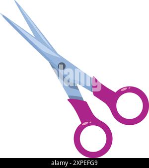 Scharfe Metallschere mit violetten Griffen eignen sich perfekt für verschiedene Aufgaben, vom Basteln bis zum Schneiden von Papier Stock Vektor