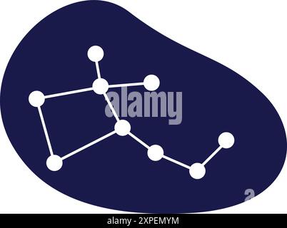 Virgo-Konstellation, die weiße Linien auf einem dunkelblauen Hintergrund bildet, perfekt für die Darstellung von Astronomie- und Astrologie-Konzepten Stock Vektor