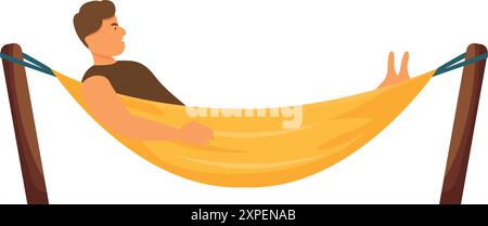 Der Mann liegt in einer Hängematte und genießt das Sommerwetter Stock Vektor