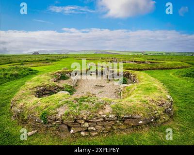 Barnhouse Village, Orkney - die Überreste einer 5000 Jahre alten Siedlung aus dem Neolithikum. Stockfoto