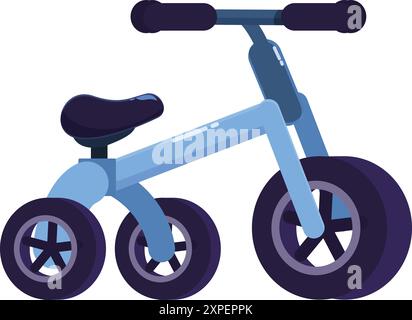 Blue Balance Bike trainiert Kinder, ohne Pedale zu fahren Stock Vektor