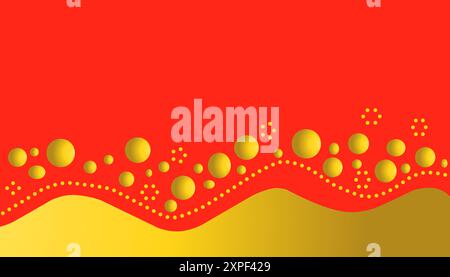 Roter Hintergrund mit flüssiger Goldfarbe und Kugeln. Perfekt für Website-Hintergrund, Poster, Banner, Buchumschläge Stock Vektor