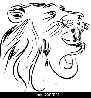 Illustration eines Löwenkopf-Stammes. Perfekt für Tattoos, Logos, Ikonen, Aufkleber und Website-Elemente mit dem Thema Wildtiere, Zoos. Stock Vektor