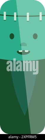 Der süße Cartoon frankensteins Monsterfigur mit Nähten, die lächeln und Zähne zeigen Stock Vektor