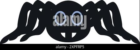 Die süße schwarze Spinne mit großen blauen Augen und Zähnen kriecht Stock Vektor