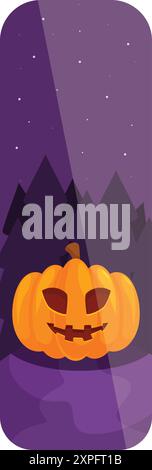 Gruseliges halloween-Banner mit einer Jack o Laterne und einem gruseligen Wald Stock Vektor