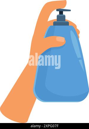 Hand verwendet einen Seifenspender, um die Hygiene zu verbessern Stock Vektor