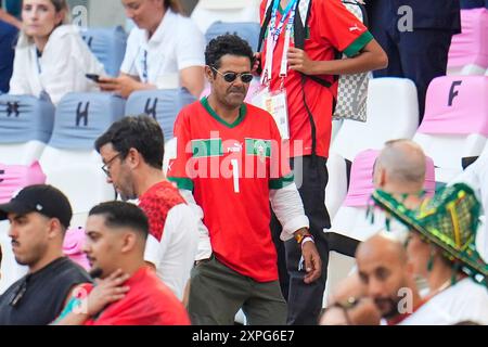 Marseille, Frankreich. August 2024. Jamel Debbouze, Fußball, Halbfinale der Männer zwischen Morroco und Spanien während der Olympischen Spiele 2024 in Paris am 5. August 2024 im Velodrome-Stadion in Marseille, Frankreich - Foto Norbert Scanella/Panorama/DPPI Media Credit: DPPI Media/Alamy Live News Stockfoto