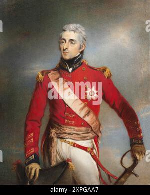 Porträt von Arthur Wellesley, dem späteren 1. Duke of Wellington (1769–1852), zugeschrieben dem Graveur und Miniaturisten John Wright (1745–1820). Wellington war ein anglo-irischer Offizier und Staatsmann, der während des späten 18. Und frühen 19. Jahrhunderts zu den führenden militärischen und politischen Persönlichkeiten Großbritanniens gehörte und zweimal als britischer Premierminister diente. Er gehört zu jenen, die die Napoleonischen Kriege mit einem Sieg beendeten, als die Siebte Koalition Napoleon 1815 in der Schlacht von Waterloo besiegte. Stockfoto