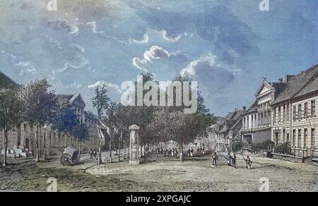 Historische Ansicht, 19. Jahrhundert, von der Stadt Gumbinnen, früher Ostpreußen, Deutschland, heute Gussew, Russland, Digital Restaurierte Reprodukti Stockfoto