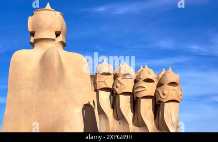 Auf dem Dach der Casa Mila ( La Pedrera ), Barcelona, Spanien Stockfoto