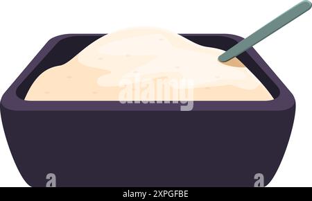Eine Schüssel voller köstlichem Frischkäse mit einem Buttermesser, der zum Auftragen bereit ist Stock Vektor