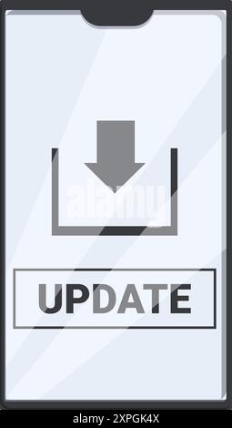 Das Smartphone zeigt eine Statusleiste mit einem Download-Symbol an Stock Vektor