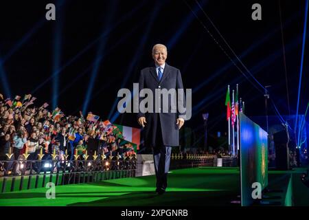 Präsident Joe Biden hält eine Rede in St. Muredachs Kathedrale, Freitag, 14. April 2023, im AbbeyhalfQuarter, Ballina, County Mayo, Irland. (Offizielles Foto des Weißen Hauses von Adam Schultz) Stockfoto