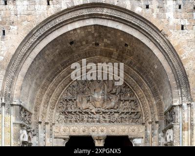 Moissac, Abtei Saint-Pierre, Portal der Klosterkirche, Tympanon Stockfoto