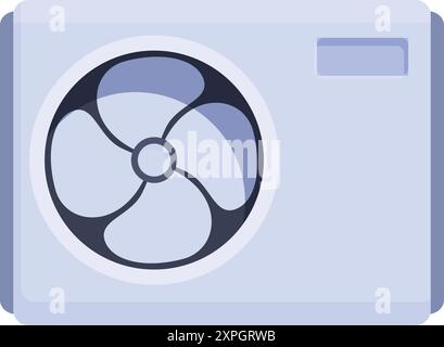 Die an der Wand montierte Klimaanlage bläst kühle Luft, um die Wärme zu entlasten Stock Vektor