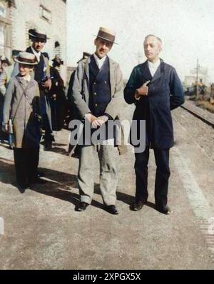 Marcel Proust am Tauchbahnhof (Halte de Cabourg) um 1896 - Foto colorié ultérieurement - spätere Färbung. Digital coloriertes Bild Stockfoto