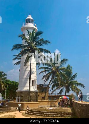 Galle, Sri Lanka - februar 2019: Blick auf den weißen Galle Leuchtturm in Sri Lanka Stockfoto