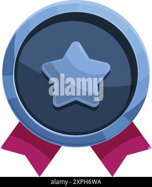 Blaue runde Auszeichnung mit Stern und Band für den Erfolg Stock Vektor