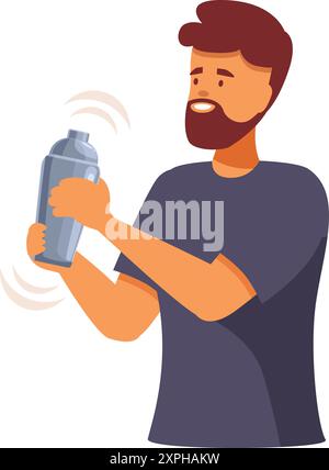 Der Barkeeper schüttelt einen Cocktail in einem Shaker und bereitet ein alkoholisches Getränk zu Stock Vektor
