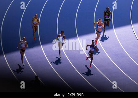 Paris, Frankreich. August 2024. LeichtathletikIllustration während der Olympischen Sommerspiele 2024, Paris 2024, Paris, Frankreich am 6. August 2024. Foto: Nicolas Gouhier/ABACAPRESS. COM Credit: Abaca Press/Alamy Live News Stockfoto