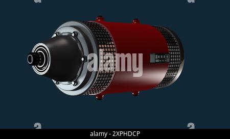 Abbildung eines Elektromotors zum Fahren von Elektroautos vor neutralem Hintergrund Stockfoto