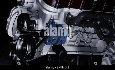 Abbildung des Fahrgestells eines Fahrzeugs mit Motor von unten Stockfoto