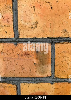 Rote Ziegelwand mit schwarzen Gelenken. Nahaufnahme. Stockfoto