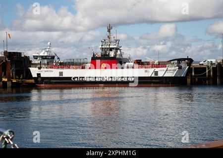 MV Loch Bhrusdam, Caledonian MacBrayne Autofähre, Mallaig eine kleine Stadt und Hafen in Morar, an der Westküste der schottischen Highlands. Stockfoto