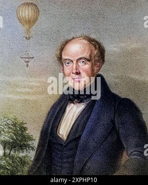 Edward Spencer geb. 1799, englischer Anwalt, der Ballonfahrer Charles Green bei vielen Aufstiegen begleitete. Am 24. Juli 1837 stieg ein von Green Stockfoto