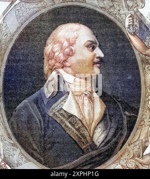 Auguste-Henri-Marie-Picot, Marquis de Dampierre, 1756-1795. Französischer General. Von Pannemaker gestochen. Aus „Histoire de la Revolution Francaise“ von Louis Blanc., Historisch, digital restaurierte Reproduktion von einer Vorlage aus dem 19. Jahrhundert, Datum nicht angegeben Stockfoto