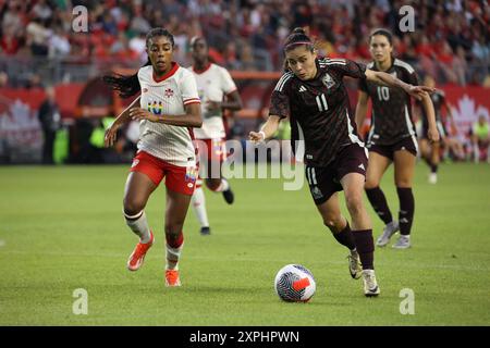 Toronto, Ontario, Kanada, 4. Juni 2024, internationales Freundschaftsspiel zwischen der kanadischen Frauennationalmannschaft und der mexikanischen Frauennationalmannschaft im BMO Field Stockfoto