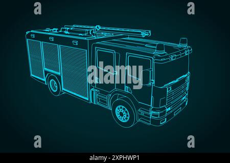 Stilisierte Vektorillustration eines Feuerwehrwagens Stock Vektor