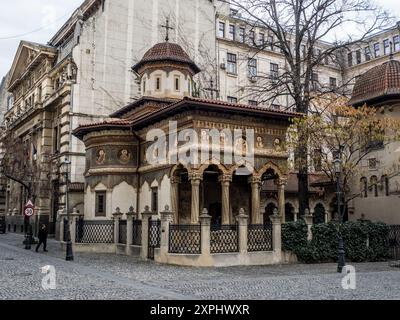 Stavropoleos Kirche, Altstadt Bukarest, Rumänien. Stockfoto